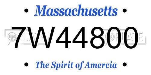 7W44800 Massachusetts License Plate