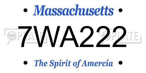 7WA222 Massachusetts License Plate