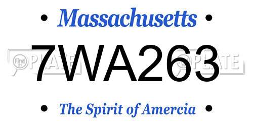 7WA263 Massachusetts License Plate
