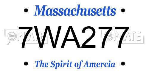 7WA277 Massachusetts License Plate