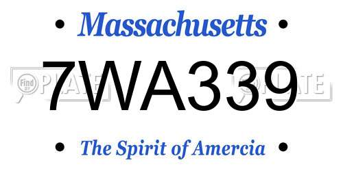 7WA339 Massachusetts License Plate