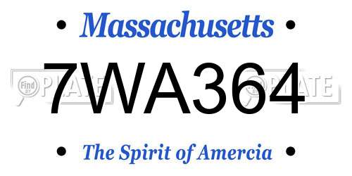 7WA364 Massachusetts License Plate