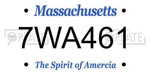 7WA461 Massachusetts License Plate
