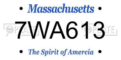 7WA613 Massachusetts License Plate