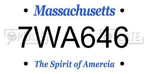 7WA646 Massachusetts License Plate