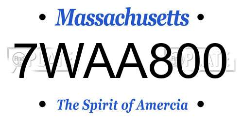 7WAA800 Massachusetts License Plate