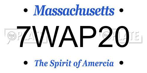 7WAP20 Massachusetts License Plate