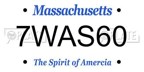 7WAS60 Massachusetts License Plate