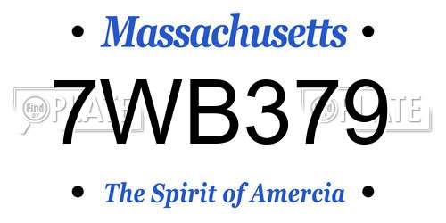 7WB379 Massachusetts License Plate