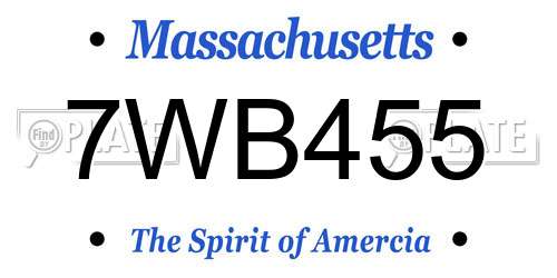 7WB455 Massachusetts License Plate