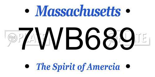 7WB689 Massachusetts License Plate