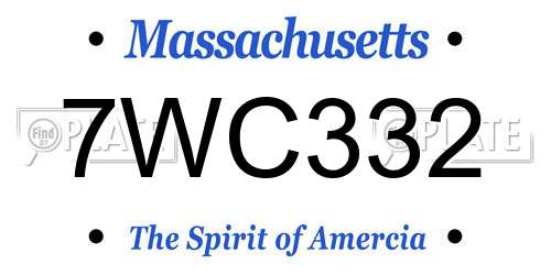 7WC332 Massachusetts License Plate