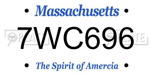 7WC696 Massachusetts License Plate