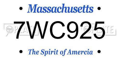 7WC925 Massachusetts License Plate
