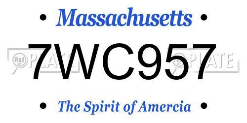 7WC957 Massachusetts License Plate