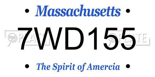 7WD155 Massachusetts License Plate
