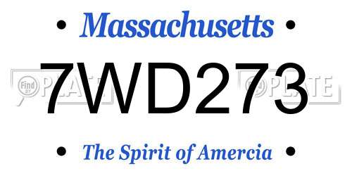 7WD273 Massachusetts License Plate