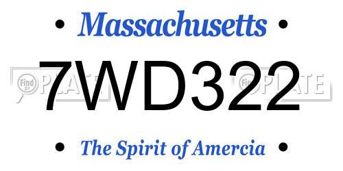 7WD322 Massachusetts License Plate