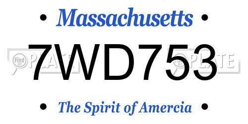 7WD753 Massachusetts License Plate
