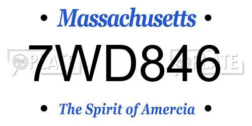 7WD846 Massachusetts License Plate