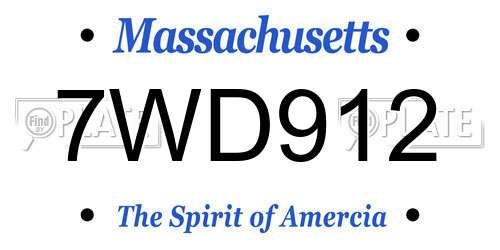 7WD912 Massachusetts License Plate