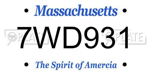 7WD931 Massachusetts License Plate