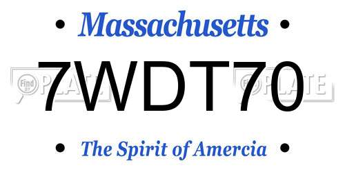 7WDT70 Massachusetts License Plate