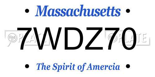 7WDZ70 Massachusetts License Plate