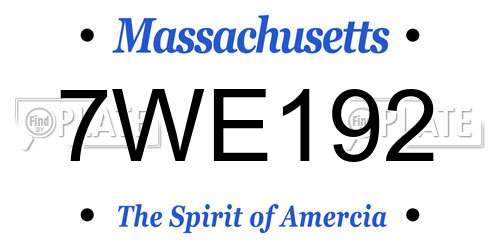 7WE192 Massachusetts License Plate