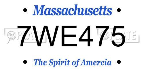7WE475 Massachusetts License Plate