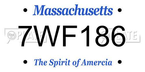 7WF186 Massachusetts License Plate