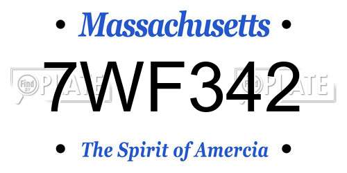 7WF342 Massachusetts License Plate
