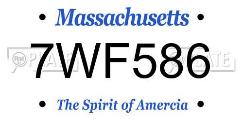 7WF586 Massachusetts License Plate