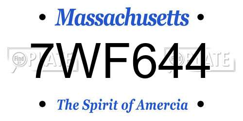7WF644 Massachusetts License Plate