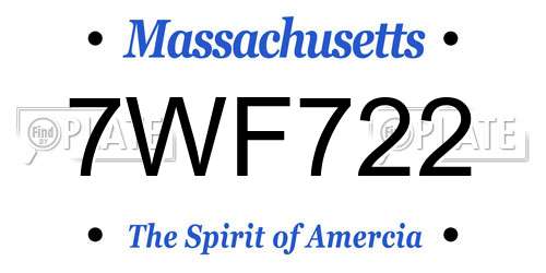 7WF722 Massachusetts License Plate