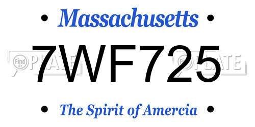 7WF725 Massachusetts License Plate