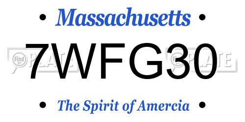 7WFG30 Massachusetts License Plate