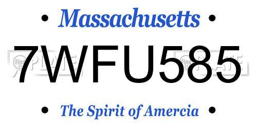 7WFU585 Massachusetts License Plate