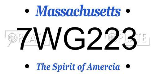 7WG223 Massachusetts License Plate