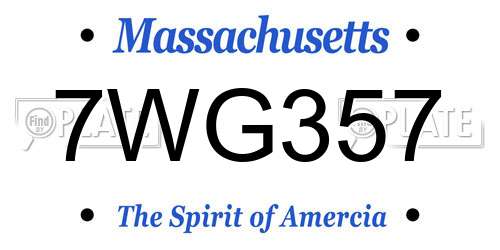 7WG357 Massachusetts License Plate