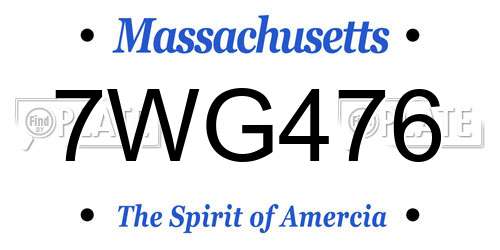 7WG476 Massachusetts License Plate