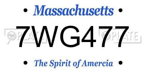 7WG477 Massachusetts License Plate