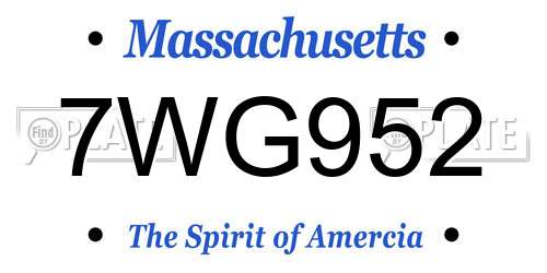 7WG952 Massachusetts License Plate