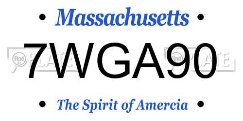 7WGA90 Massachusetts License Plate