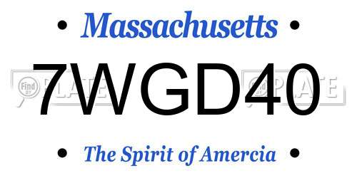 7WGD40 Massachusetts License Plate