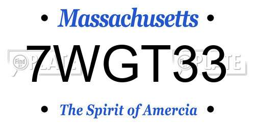 7WGT33 Massachusetts License Plate