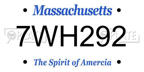 7WH292 Massachusetts License Plate