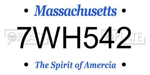 7WH542 Massachusetts License Plate