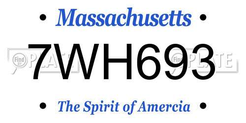 7WH693 Massachusetts License Plate