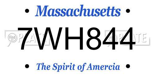 7WH844 Massachusetts License Plate